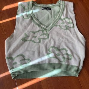 green and white flower sweater vest
